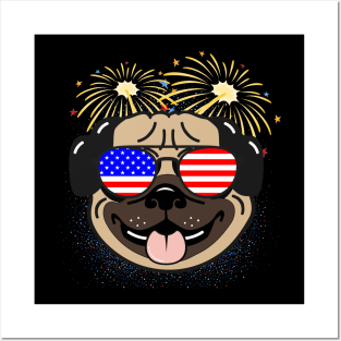 Cool Dog USA flag Patriotic 4th July independence day coolest shirt for july forth Posters and Art